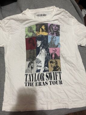 Taylor Swift White Short Sleeve Graphic Tee Eras Tour Official Merch